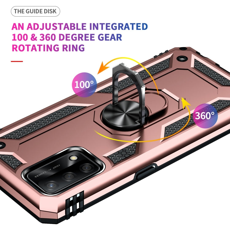 For OPPO A74 4G / F19 Shockproof TPU + PC Protective Case with 360 Degree Rotating Holder(Rose Gold) by buy2fix