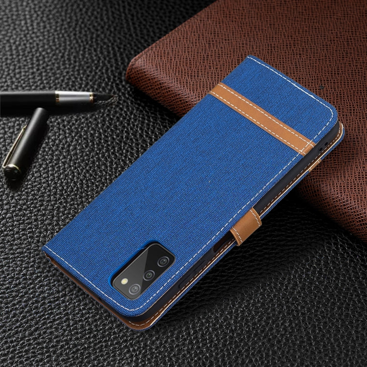 For Samsung Galaxy A03s 164mm Color Matching Denim Texture Horizontal Flip Leather Case with Holder & Card Slots & Wallet & Lanyard(Royal Blue) by buy2fix