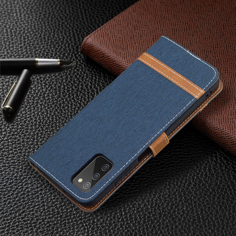 For Samsung Galaxy A03s 164mm Color Matching Denim Texture Horizontal Flip Leather Case with Holder & Card Slots & Wallet & Lanyard(Dark Blue) by buy2fix