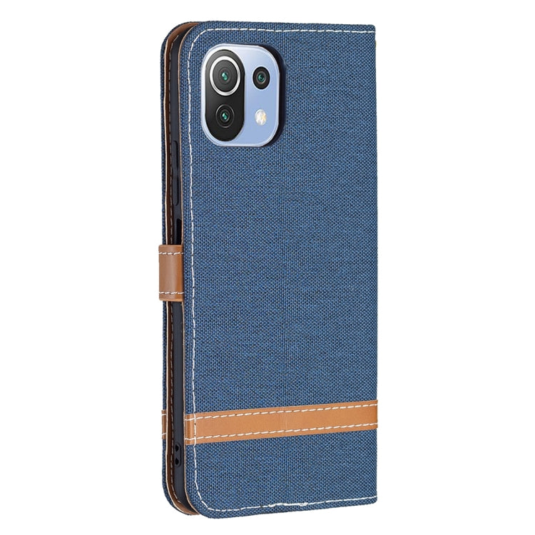 For Xiaomi Mi 11 Lite Color Matching Denim Texture Horizontal Flip Leather Case with Holder & Card Slots & Wallet & Lanyard(Dark Blue) - Xiaomi Cases by buy2fix | Online Shopping UK | buy2fix