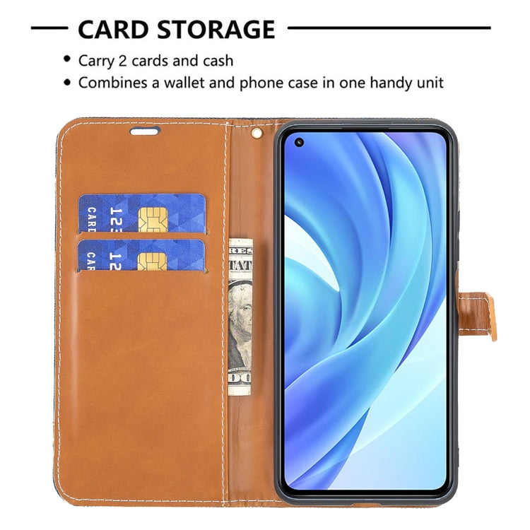 For Xiaomi Mi 11 Lite Color Matching Denim Texture Horizontal Flip Leather Case with Holder & Card Slots & Wallet & Lanyard(Dark Blue) - Xiaomi Cases by buy2fix | Online Shopping UK | buy2fix