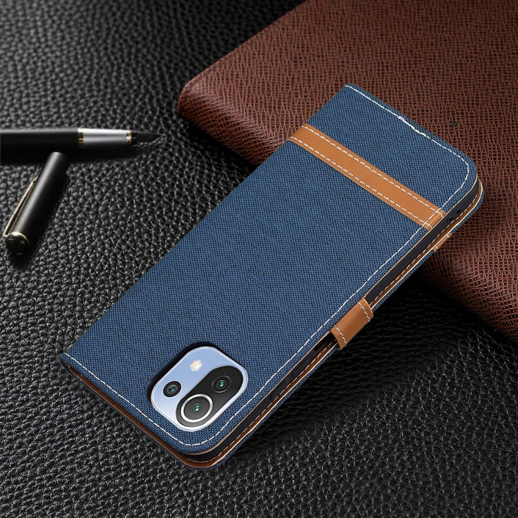 For Xiaomi Mi 11 Lite Color Matching Denim Texture Horizontal Flip Leather Case with Holder & Card Slots & Wallet & Lanyard(Dark Blue) - Xiaomi Cases by buy2fix | Online Shopping UK | buy2fix