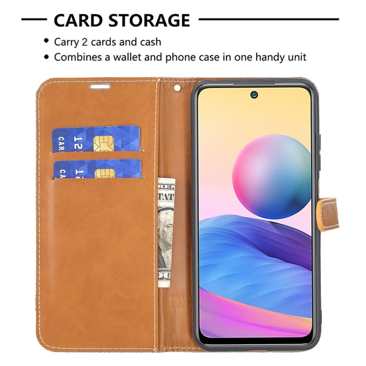 For Xiaomi Poco M3 Pro / Redmi Note 10 5G Color Matching Denim Texture Horizontal Flip Leather Case with Holder & Card Slots & Wallet & Lanyard(Grey) - Xiaomi Cases by buy2fix | Online Shopping UK | buy2fix