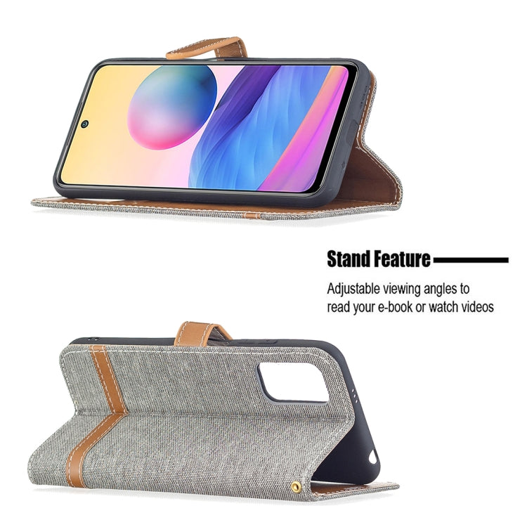 For Xiaomi Poco M3 Pro / Redmi Note 10 5G Color Matching Denim Texture Horizontal Flip Leather Case with Holder & Card Slots & Wallet & Lanyard(Grey) - Xiaomi Cases by buy2fix | Online Shopping UK | buy2fix