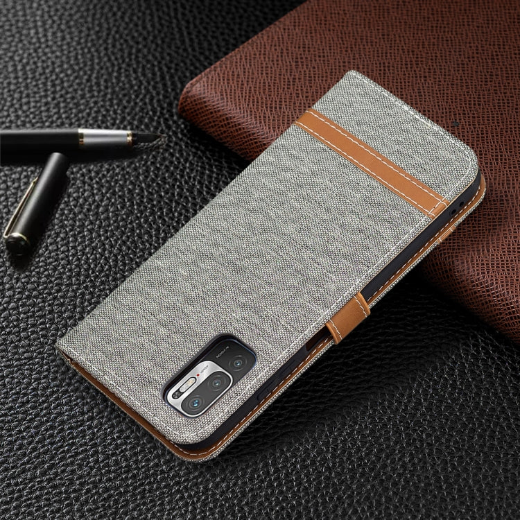 For Xiaomi Poco M3 Pro / Redmi Note 10 5G Color Matching Denim Texture Horizontal Flip Leather Case with Holder & Card Slots & Wallet & Lanyard(Grey) - Xiaomi Cases by buy2fix | Online Shopping UK | buy2fix