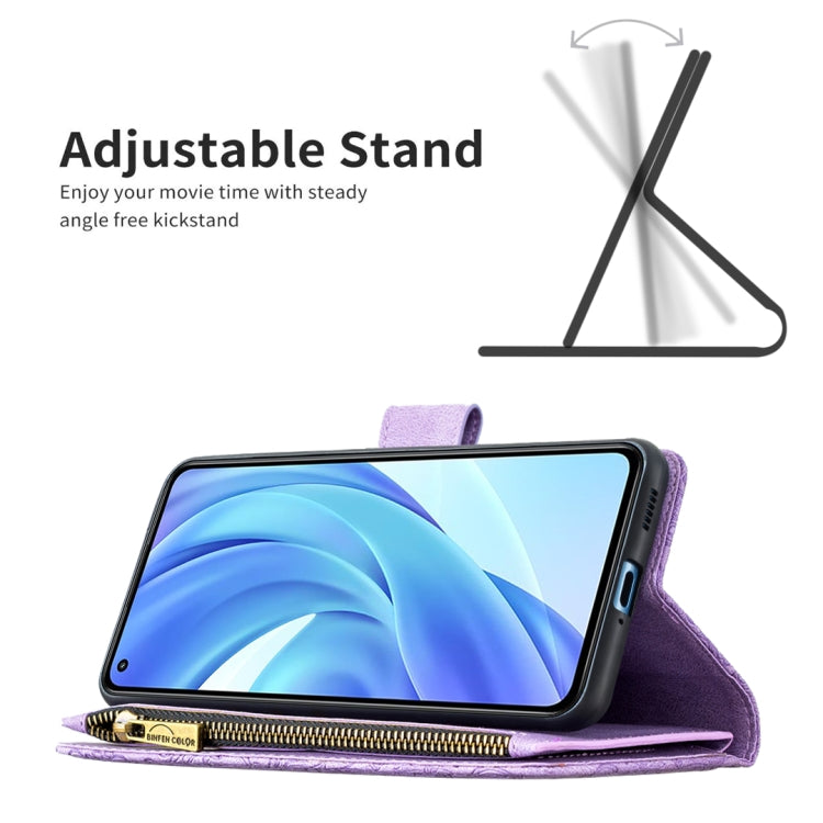 For Xiaomi Mi 11 Lite Flying Butterfly Embossing Pattern Zipper Horizontal Flip Leather Case with Holder & Card Slots & Wallet(Purple) - Xiaomi Cases by buy2fix | Online Shopping UK | buy2fix