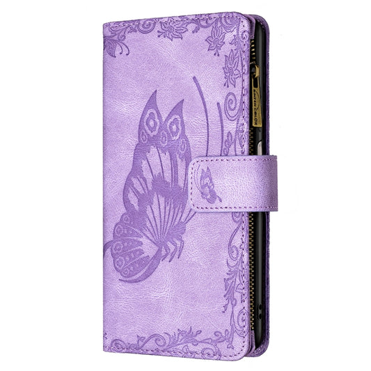 For Xiaomi Poco M3 Pro / Redmi Note 10 5G Flying Butterfly Embossing Pattern Zipper Horizontal Flip Leather Case with Holder & Card Slots & Wallet(Purple) by buy2fix