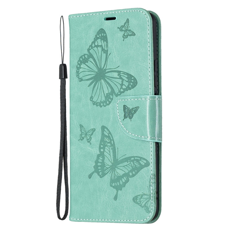 For Xiaomi Mi 11 Lite Embossing Two Butterflies Pattern Horizontal Flip PU Leather Case with Holder & Card Slot & Wallet & Lanyard(Green) - Xiaomi Cases by buy2fix | Online Shopping UK | buy2fix