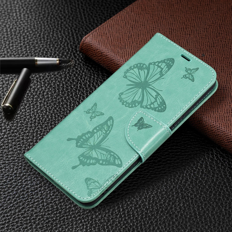 For Xiaomi Mi 11 Lite Embossing Two Butterflies Pattern Horizontal Flip PU Leather Case with Holder & Card Slot & Wallet & Lanyard(Green) - Xiaomi Cases by buy2fix | Online Shopping UK | buy2fix