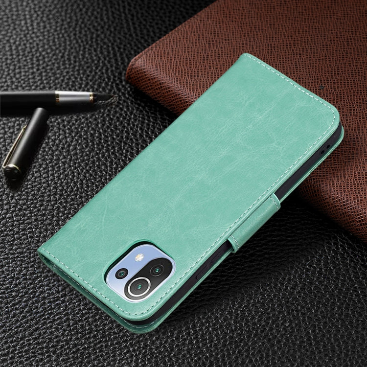 For Xiaomi Mi 11 Lite Embossing Two Butterflies Pattern Horizontal Flip PU Leather Case with Holder & Card Slot & Wallet & Lanyard(Green) - Xiaomi Cases by buy2fix | Online Shopping UK | buy2fix