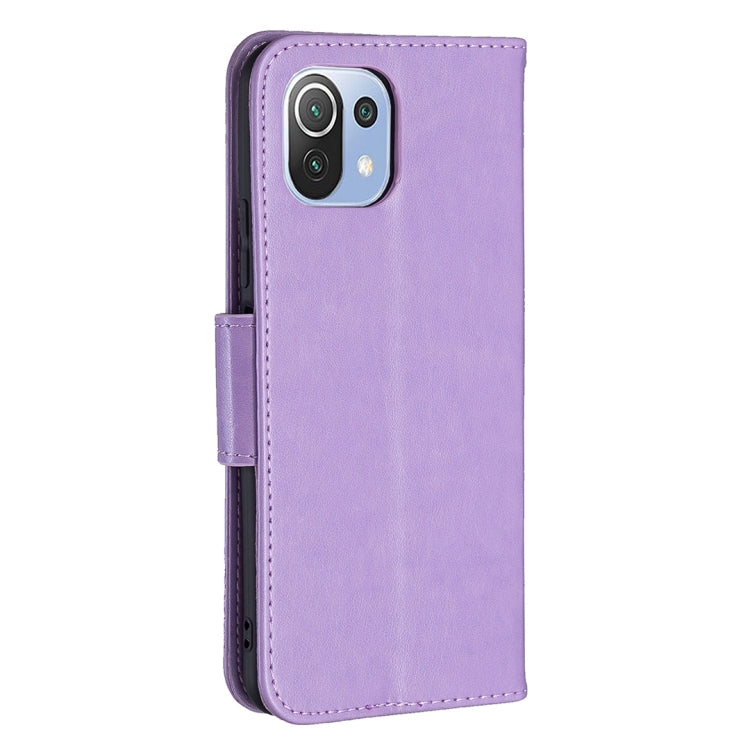 For Xiaomi Mi 11 Lite Embossing Two Butterflies Pattern Horizontal Flip PU Leather Case with Holder & Card Slot & Wallet & Lanyard(Purple) - Xiaomi Cases by buy2fix | Online Shopping UK | buy2fix
