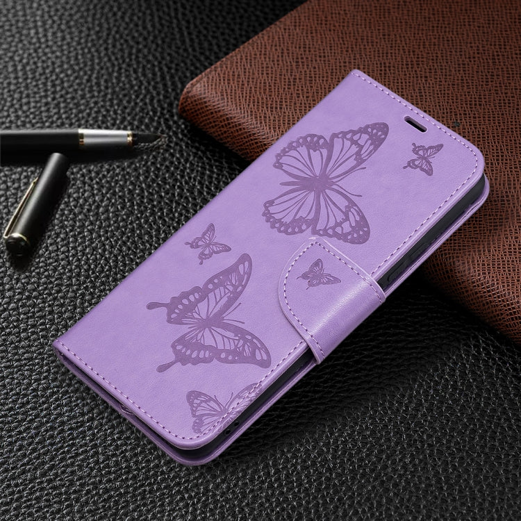 For Xiaomi Mi 11 Lite Embossing Two Butterflies Pattern Horizontal Flip PU Leather Case with Holder & Card Slot & Wallet & Lanyard(Purple) - Xiaomi Cases by buy2fix | Online Shopping UK | buy2fix