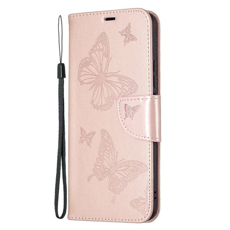 For Xiaomi Mi 11 Lite Embossing Two Butterflies Pattern Horizontal Flip PU Leather Case with Holder & Card Slot & Wallet & Lanyard(Rose Gold) - Xiaomi Cases by buy2fix | Online Shopping UK | buy2fix