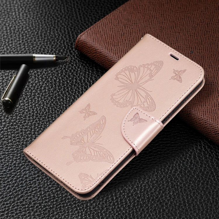 For Xiaomi Mi 11 Lite Embossing Two Butterflies Pattern Horizontal Flip PU Leather Case with Holder & Card Slot & Wallet & Lanyard(Rose Gold) - Xiaomi Cases by buy2fix | Online Shopping UK | buy2fix