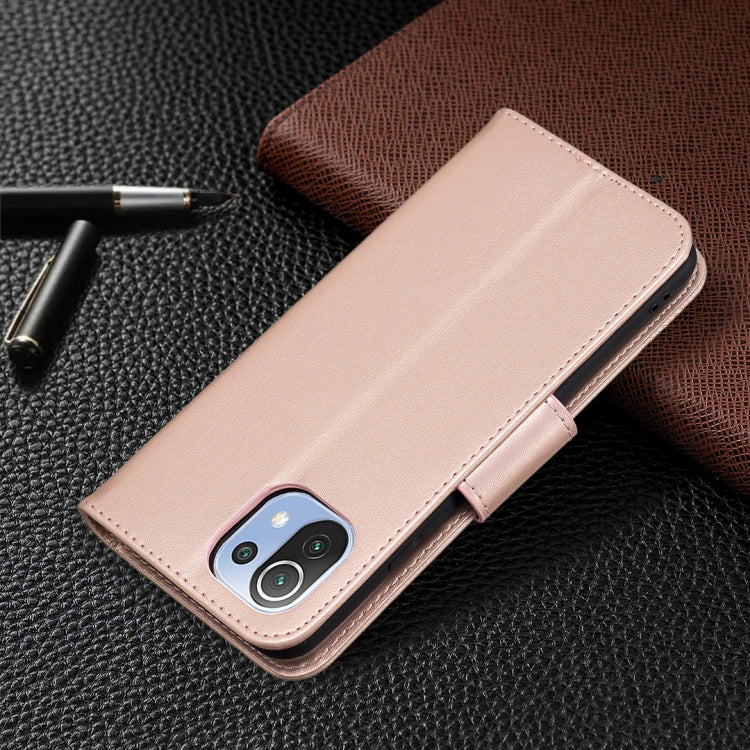 For Xiaomi Mi 11 Lite Embossing Two Butterflies Pattern Horizontal Flip PU Leather Case with Holder & Card Slot & Wallet & Lanyard(Rose Gold) - Xiaomi Cases by buy2fix | Online Shopping UK | buy2fix
