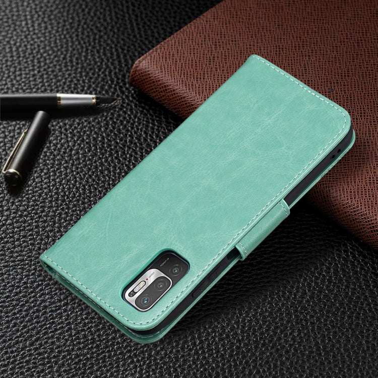For Xiaomi Poco M3 Pro / Redmi Note 10 5G Embossing Two Butterflies Pattern Horizontal Flip PU Leather Case with Holder & Card Slot & Wallet & Lanyard(Green) - Xiaomi Cases by buy2fix | Online Shopping UK | buy2fix