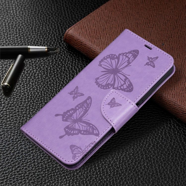 For Xiaomi Poco M3 Pro / Redmi Note 10 5G Embossing Two Butterflies Pattern Horizontal Flip PU Leather Case with Holder & Card Slot & Wallet & Lanyard(Purple) - Xiaomi Cases by buy2fix | Online Shopping UK | buy2fix