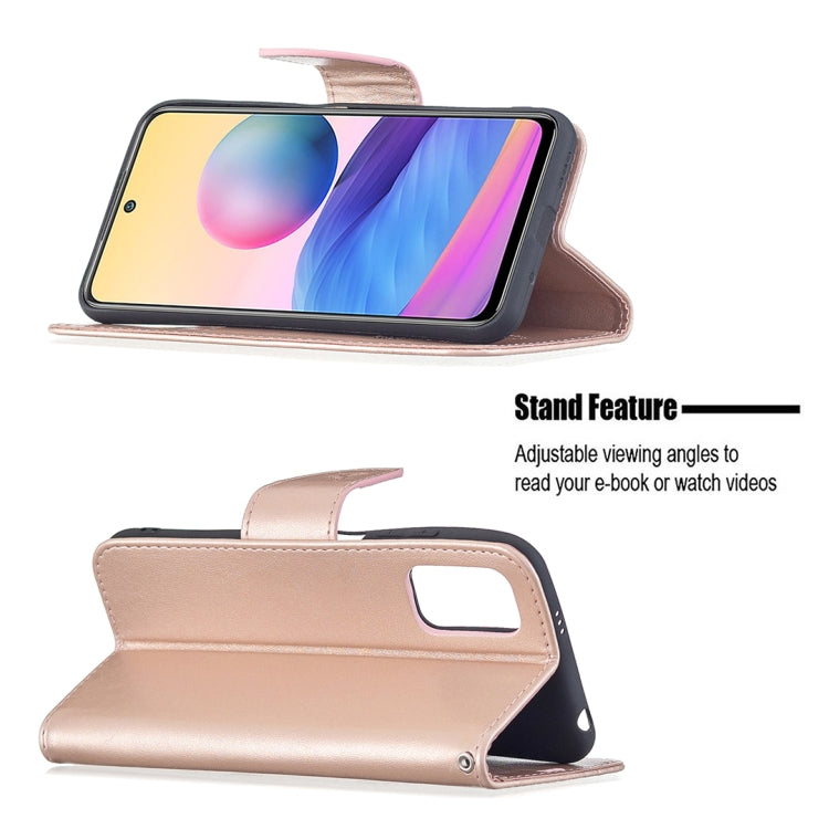 For Xiaomi Poco M3 Pro / Redmi Note 10 5G Embossing Two Butterflies Pattern Horizontal Flip PU Leather Case with Holder & Card Slot & Wallet & Lanyard(Rose Gold) - Xiaomi Cases by buy2fix | Online Shopping UK | buy2fix