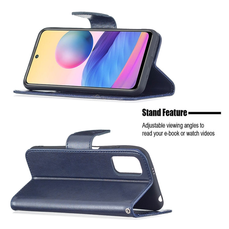 For Xiaomi Poco M3 Pro / Redmi Note 10 5G Embossing Two Butterflies Pattern Horizontal Flip PU Leather Case with Holder & Card Slot & Wallet & Lanyard(Blue) - Xiaomi Cases by buy2fix | Online Shopping UK | buy2fix