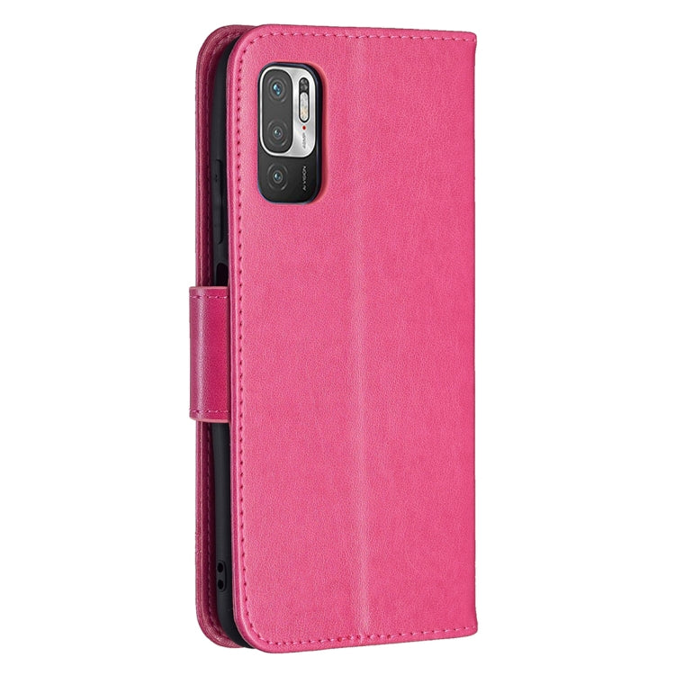 For Xiaomi Poco M3 Pro / Redmi Note 10 5G Embossing Two Butterflies Pattern Horizontal Flip PU Leather Case with Holder & Card Slot & Wallet & Lanyard(Rose Red) - Xiaomi Cases by buy2fix | Online Shopping UK | buy2fix