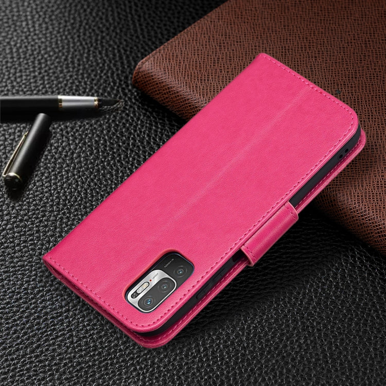 For Xiaomi Poco M3 Pro / Redmi Note 10 5G Embossing Two Butterflies Pattern Horizontal Flip PU Leather Case with Holder & Card Slot & Wallet & Lanyard(Rose Red) - Xiaomi Cases by buy2fix | Online Shopping UK | buy2fix