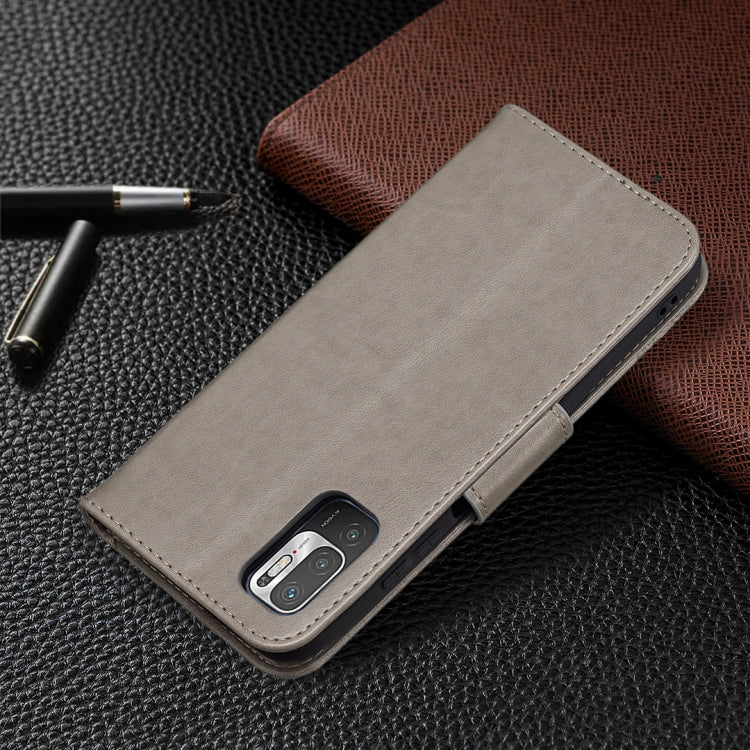For Xiaomi Poco M3 Pro / Redmi Note 10 5G Embossing Two Butterflies Pattern Horizontal Flip PU Leather Case with Holder & Card Slot & Wallet & Lanyard(Grey) by buy2fix