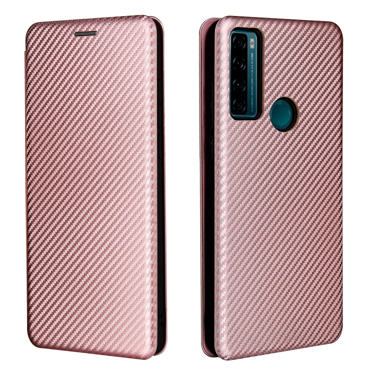 For TCL 20 SE Carbon Fiber Texture Horizontal Flip TPU + PC + PU Leather Case with Card Slot(Pink) - TCL by buy2fix | Online Shopping UK | buy2fix