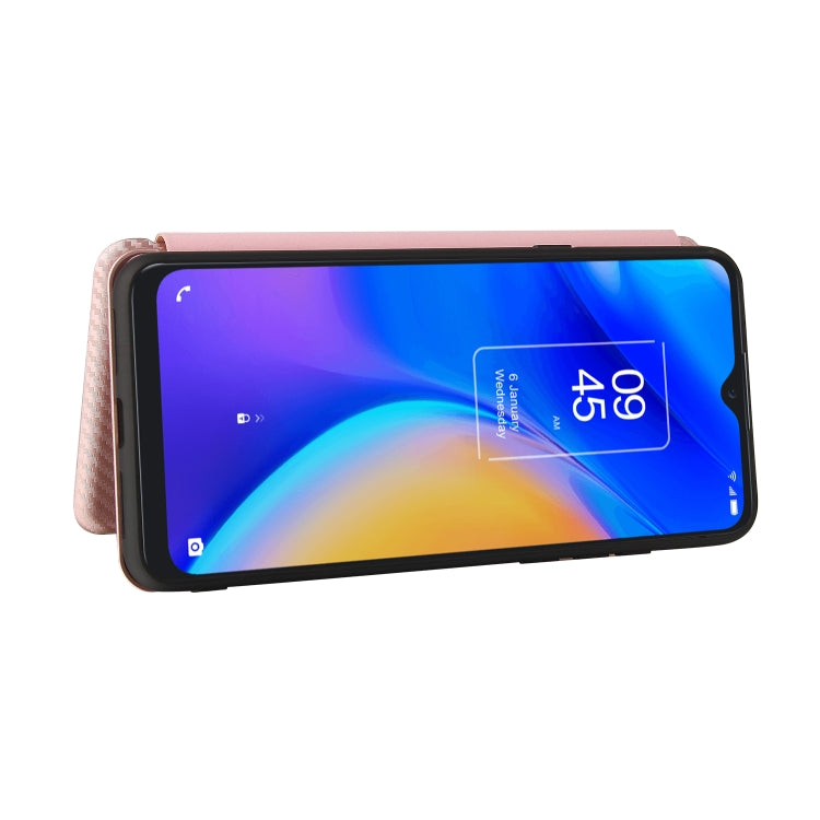 For TCL 20 SE Carbon Fiber Texture Horizontal Flip TPU + PC + PU Leather Case with Card Slot(Pink) - TCL by buy2fix | Online Shopping UK | buy2fix