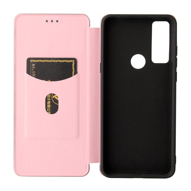 For TCL 20 SE Carbon Fiber Texture Horizontal Flip TPU + PC + PU Leather Case with Card Slot(Pink) - TCL by buy2fix | Online Shopping UK | buy2fix