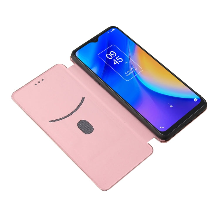 For TCL 20 SE Carbon Fiber Texture Horizontal Flip TPU + PC + PU Leather Case with Card Slot(Pink) - TCL by buy2fix | Online Shopping UK | buy2fix