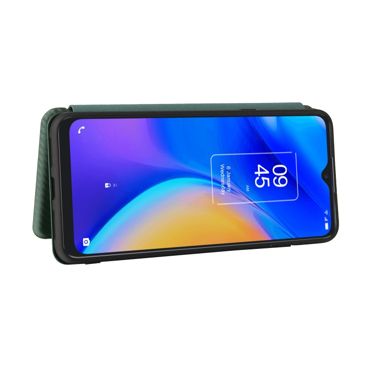 For TCL 20 SE Carbon Fiber Texture Horizontal Flip TPU + PC + PU Leather Case with Card Slot(Green) - TCL by buy2fix | Online Shopping UK | buy2fix
