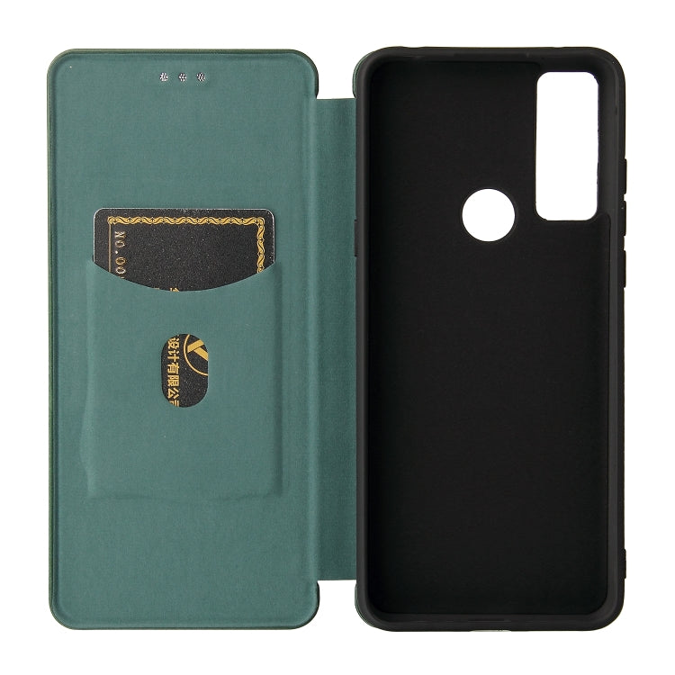 For TCL 20 SE Carbon Fiber Texture Horizontal Flip TPU + PC + PU Leather Case with Card Slot(Green) - TCL by buy2fix | Online Shopping UK | buy2fix