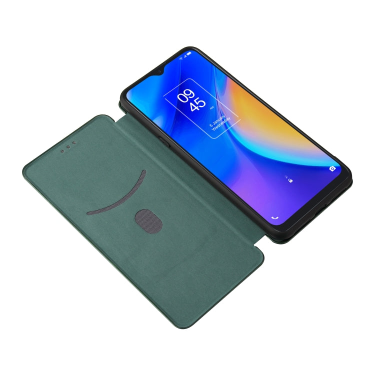 For TCL 20 SE Carbon Fiber Texture Horizontal Flip TPU + PC + PU Leather Case with Card Slot(Green) - TCL by buy2fix | Online Shopping UK | buy2fix