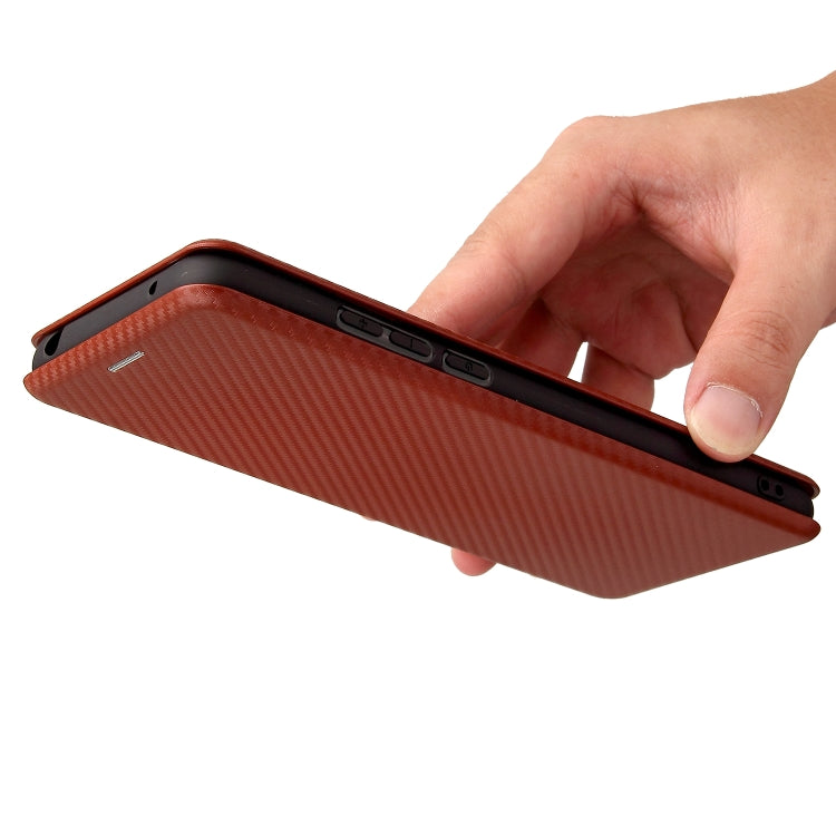 For TCL 20 SE Carbon Fiber Texture Horizontal Flip TPU + PC + PU Leather Case with Card Slot(Brown) - TCL by buy2fix | Online Shopping UK | buy2fix