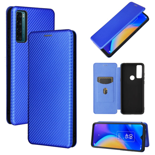 For TCL 20 SE Carbon Fiber Texture Horizontal Flip TPU + PC + PU Leather Case with Card Slot(Blue) - TCL by buy2fix | Online Shopping UK | buy2fix