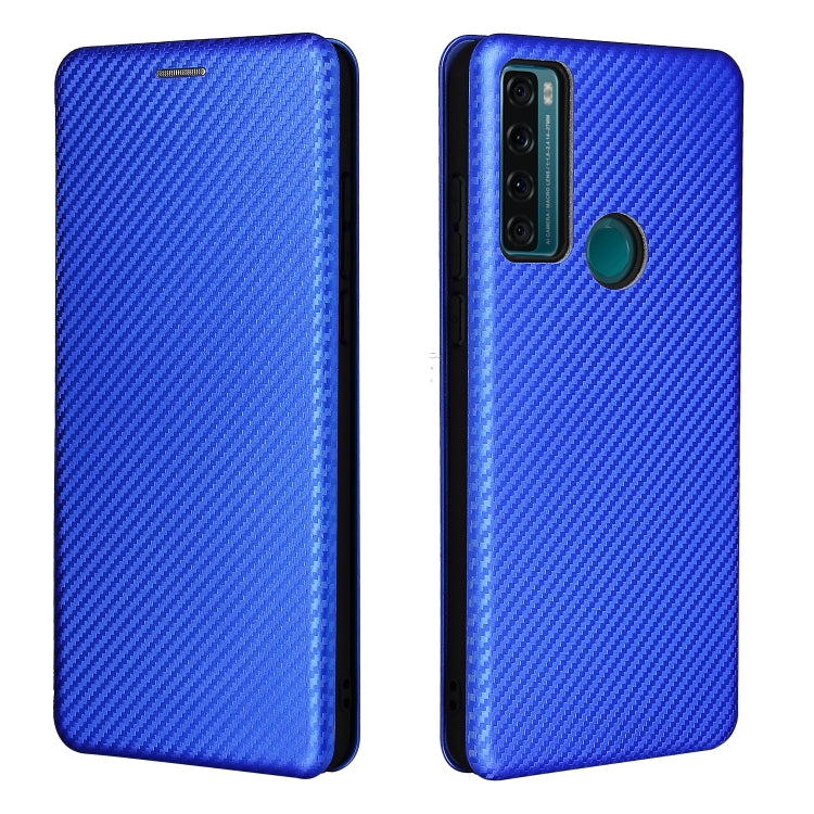For TCL 20 SE Carbon Fiber Texture Horizontal Flip TPU + PC + PU Leather Case with Card Slot(Blue) - TCL by buy2fix | Online Shopping UK | buy2fix