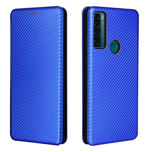 For TCL 20 SE Carbon Fiber Texture Horizontal Flip TPU + PC + PU Leather Case with Card Slot(Blue) - TCL by buy2fix | Online Shopping UK | buy2fix