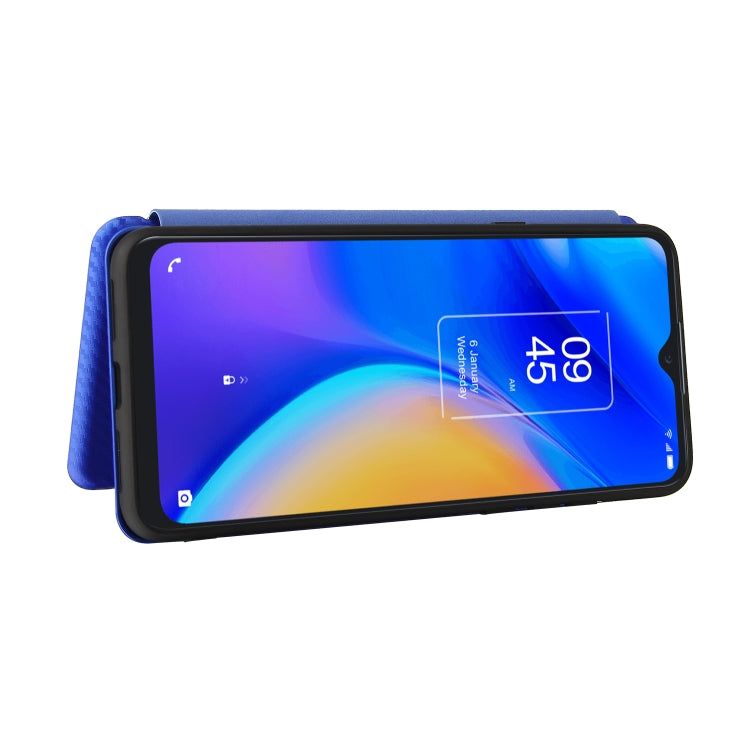 For TCL 20 SE Carbon Fiber Texture Horizontal Flip TPU + PC + PU Leather Case with Card Slot(Blue) - TCL by buy2fix | Online Shopping UK | buy2fix