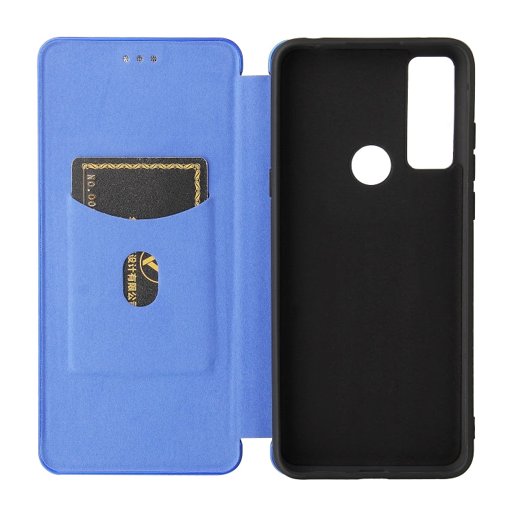 For TCL 20 SE Carbon Fiber Texture Horizontal Flip TPU + PC + PU Leather Case with Card Slot(Blue) - TCL by buy2fix | Online Shopping UK | buy2fix