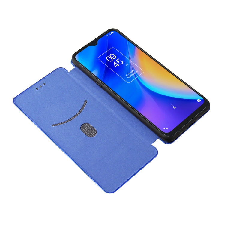 For TCL 20 SE Carbon Fiber Texture Horizontal Flip TPU + PC + PU Leather Case with Card Slot(Blue) - TCL by buy2fix | Online Shopping UK | buy2fix