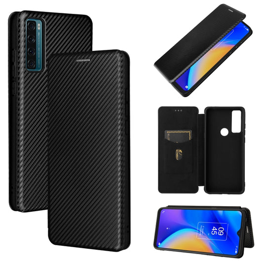 For TCL 20 SE Carbon Fiber Texture Horizontal Flip TPU + PC + PU Leather Case with Card Slot(Black) - TCL by buy2fix | Online Shopping UK | buy2fix