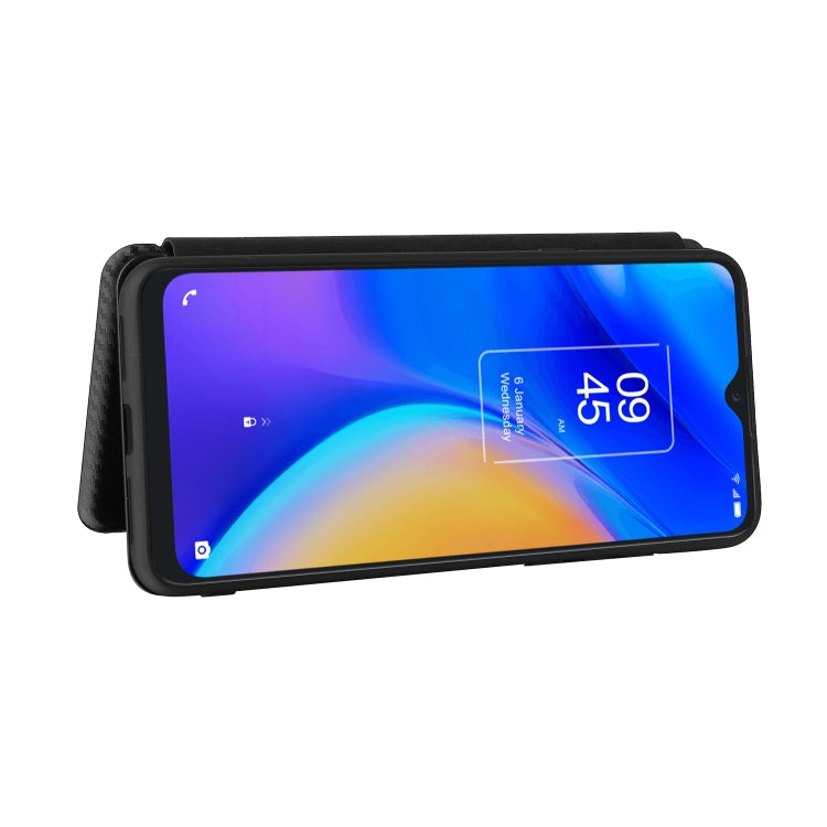 For TCL 20 SE Carbon Fiber Texture Horizontal Flip TPU + PC + PU Leather Case with Card Slot(Black) - TCL by buy2fix | Online Shopping UK | buy2fix