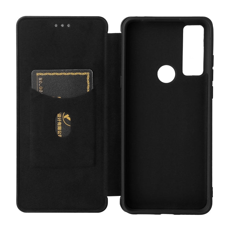For TCL 20 SE Carbon Fiber Texture Horizontal Flip TPU + PC + PU Leather Case with Card Slot(Black) - TCL by buy2fix | Online Shopping UK | buy2fix