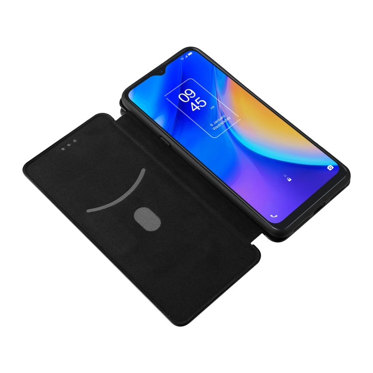 For TCL 20 SE Carbon Fiber Texture Horizontal Flip TPU + PC + PU Leather Case with Card Slot(Black) - TCL by buy2fix | Online Shopping UK | buy2fix