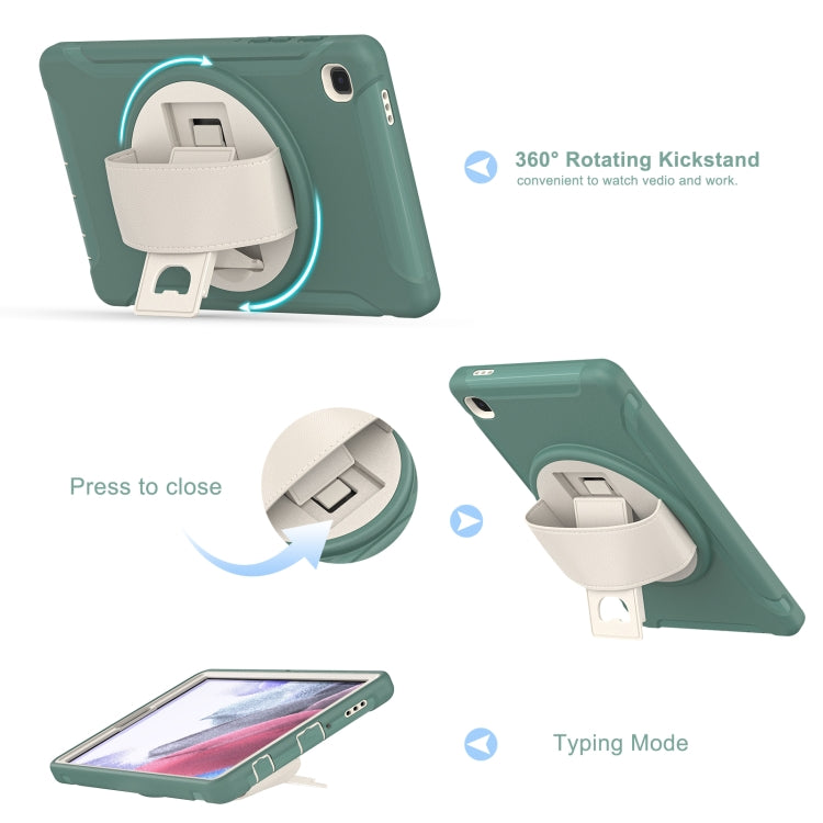 For Samsung Galaxy A7 Lite T220 / T225 360 Degree Rotation PC + TPU Protective Case with Holder & Hand-strap(Jade Green) - Tab A7 Lite T220 / T225 by buy2fix | Online Shopping UK | buy2fix