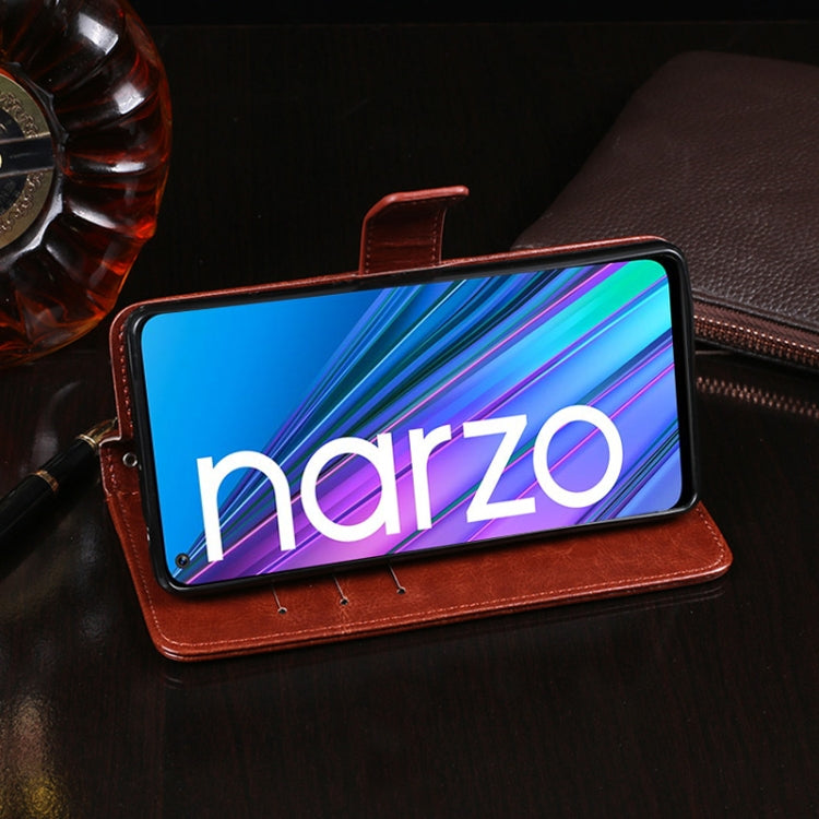 For OPPO Realme Narzo 30 5G idewei Crazy Horse Texture Horizontal Flip Leather Case with Holder & Card Slots & Wallet(Brown) - Realme Cases by idewei | Online Shopping UK | buy2fix