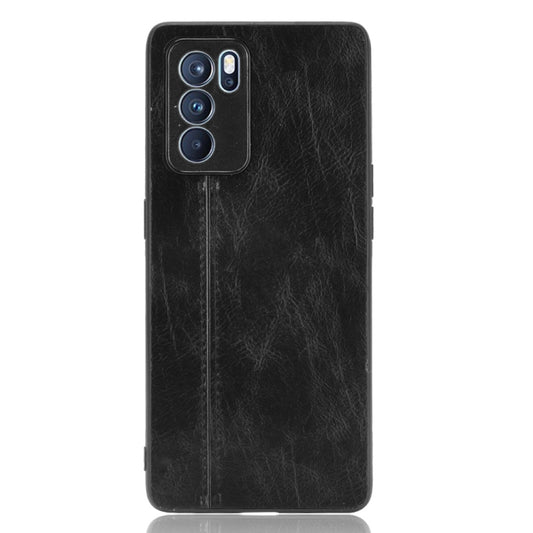 For OPPO Reno6 Pro Shockproof Sewing Cow Pattern Skin PC + PU + TPU Case(Black) by AZNS