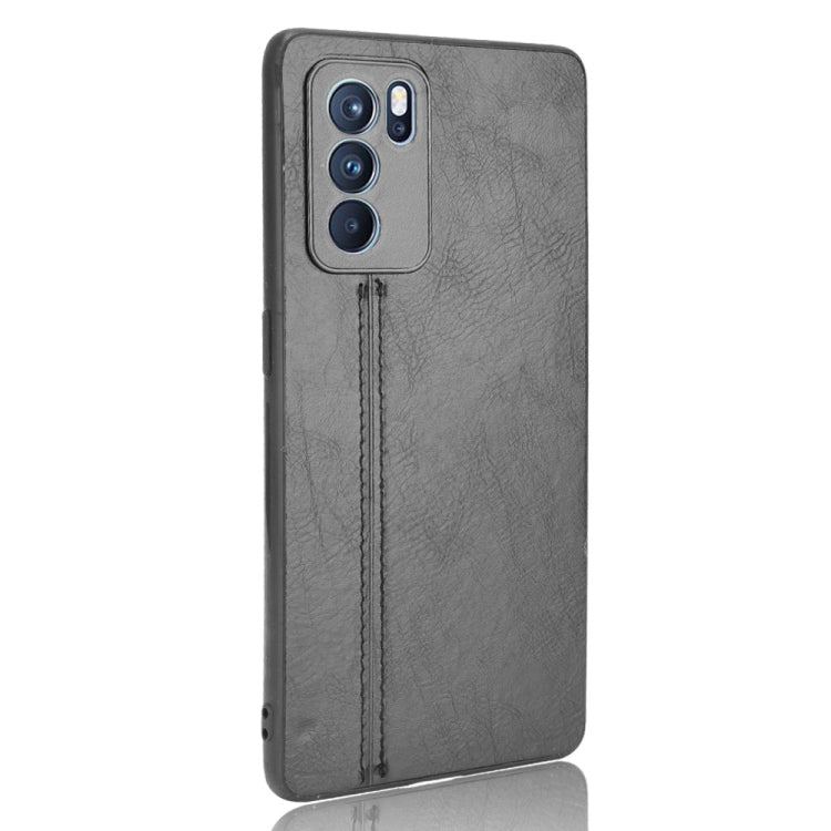 For OPPO Reno6 Pro Shockproof Sewing Cow Pattern Skin PC + PU + TPU Case(Black) - OPPO Cases by AZNS | Online Shopping UK | buy2fix