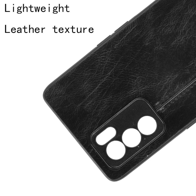 For OPPO Reno6 Pro Shockproof Sewing Cow Pattern Skin PC + PU + TPU Case(Black) by AZNS