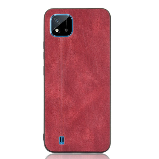 For OPPO Realme C11 2021 / Realme C20 Shockproof Sewing Cow Pattern Skin PC + PU + TPU Case(Red) by buy2fix